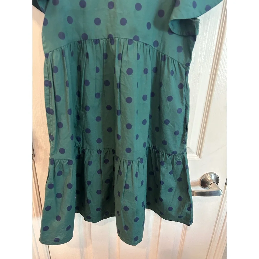 Tucker + Tate Dress Green Polka Dot Tiered Flutter Sleeve Kids Size 8 Cotton